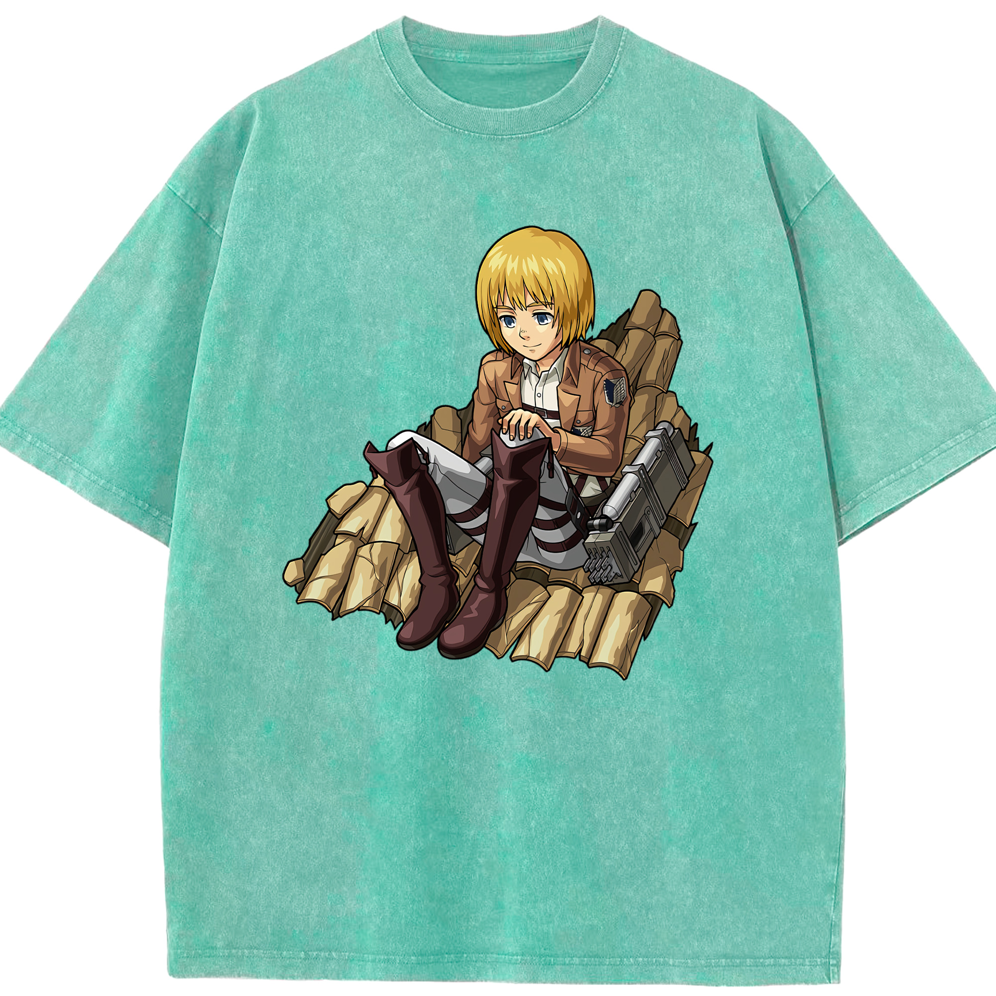 （画像用） 進撃の巨人 アルミン·アルレルト Attack on Titan Armin Arlert 綿100% ヴィンテージ風 半袖Tシャツ（フロントプリント）